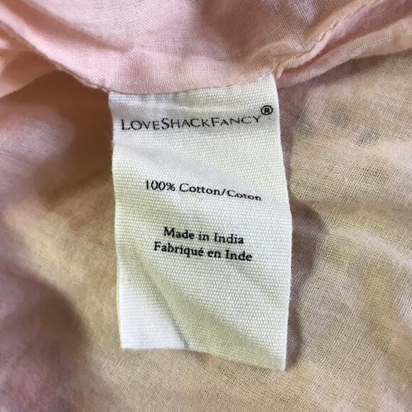 LoveShackFancy Pink Cressida Dress P/00 Cascade Ruffle V-Neck Eyelets Flutter - Picture 4 of 6